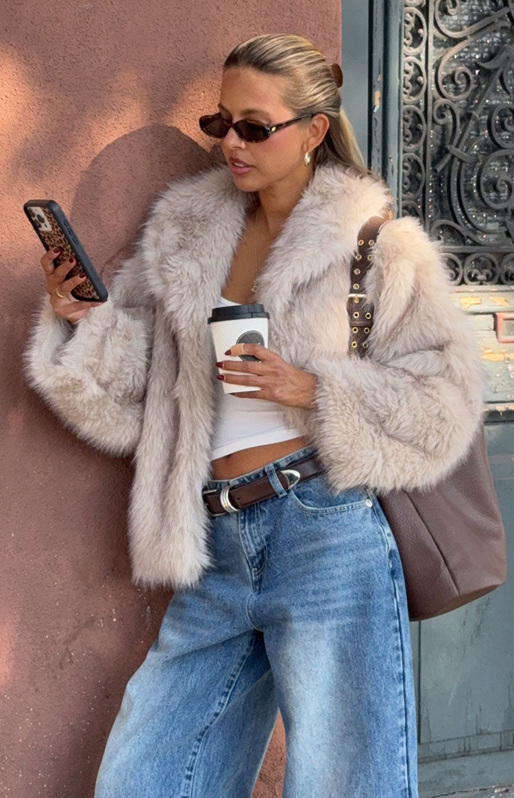It Girl Sand Faux Fur Jacket — 1