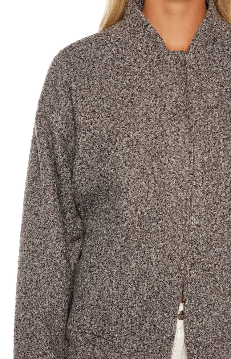 Warren Grey Boucle Button Up Bomber Jacket — 8