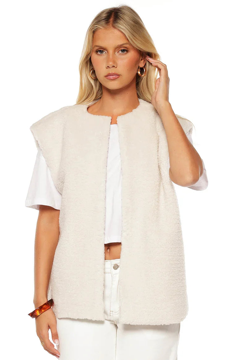 Summi Cream Teddy Fleece Vest — 1