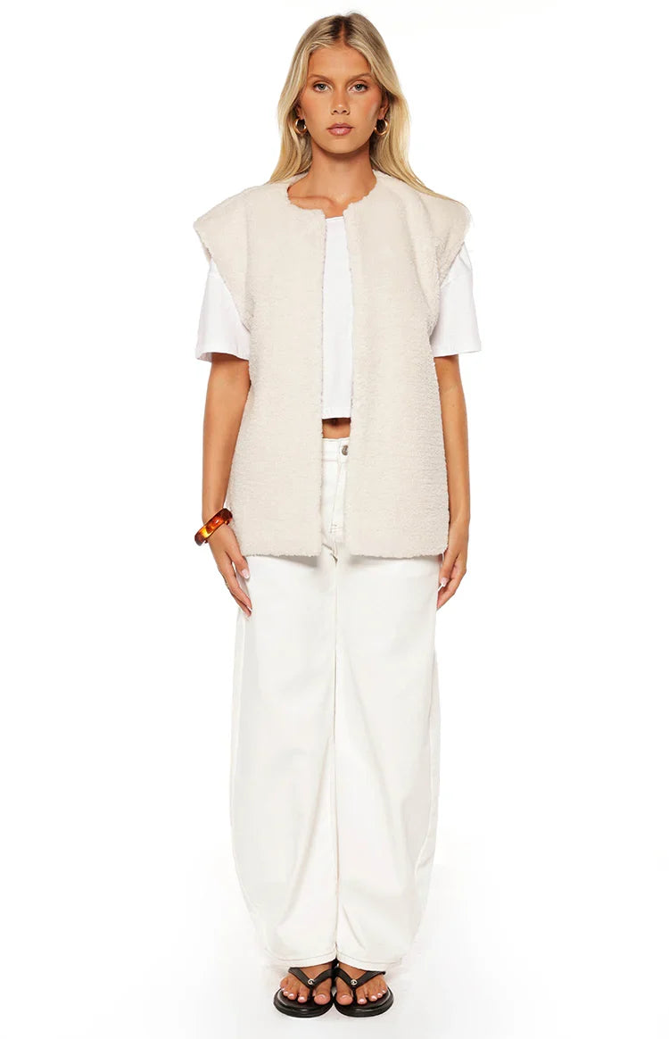 Summi Cream Teddy Fleece Vest — 5