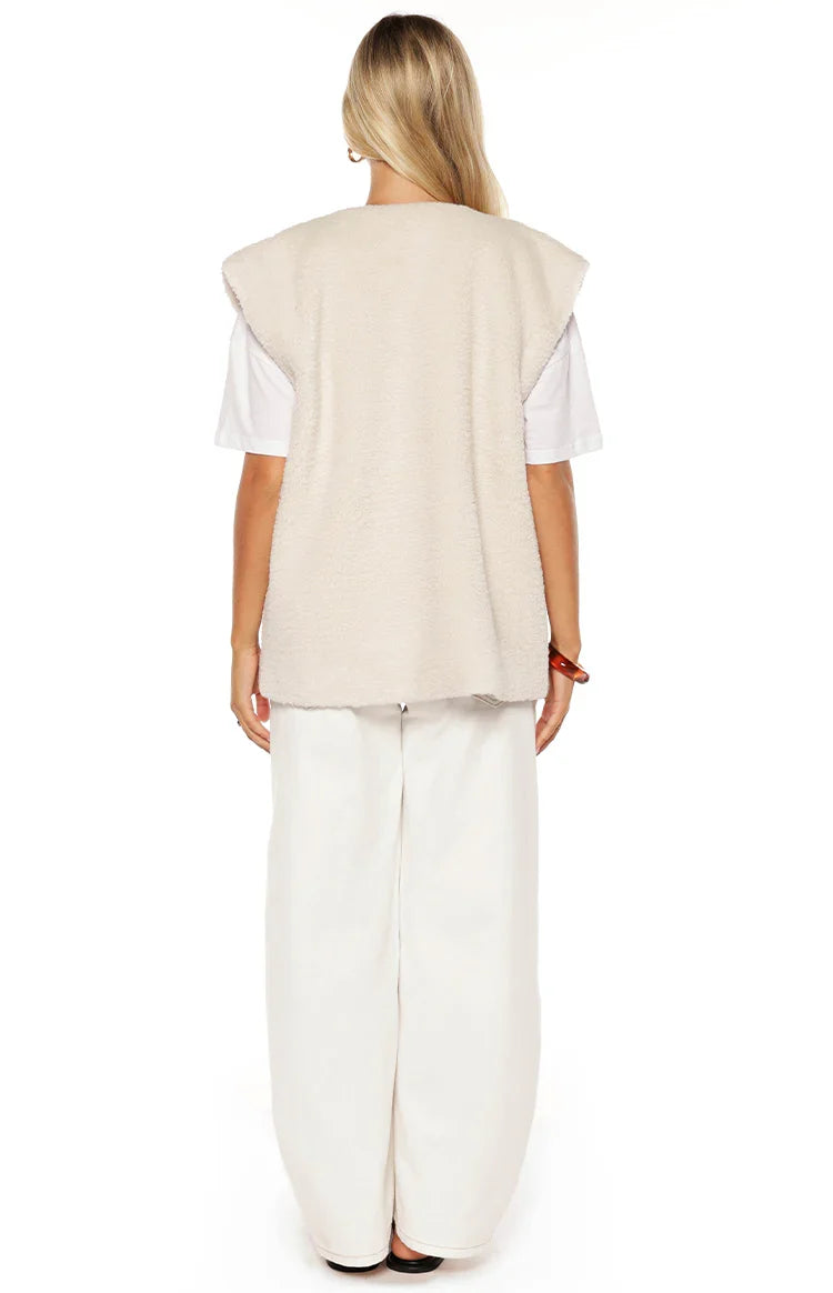 Summi Cream Teddy Fleece Vest — 7