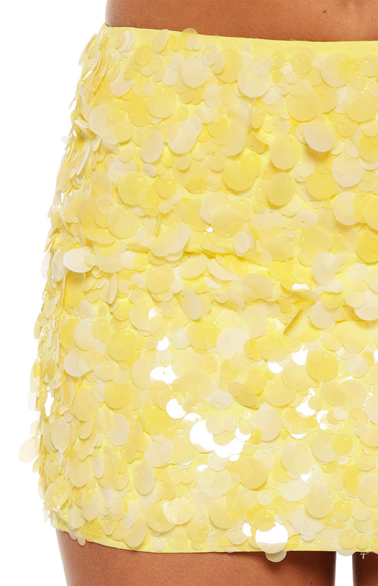Spritz Yellow Sequin Party Mini Skirt — 9