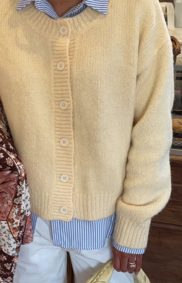 Ellia Butter Yellow Button Down Cardigan — 5
