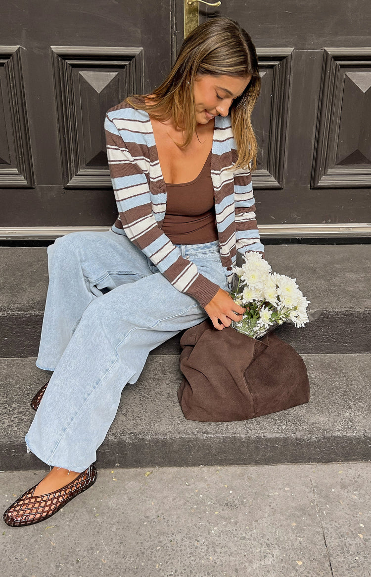 Misha Brown and Blue Stripe Button Down Cardigan — 7