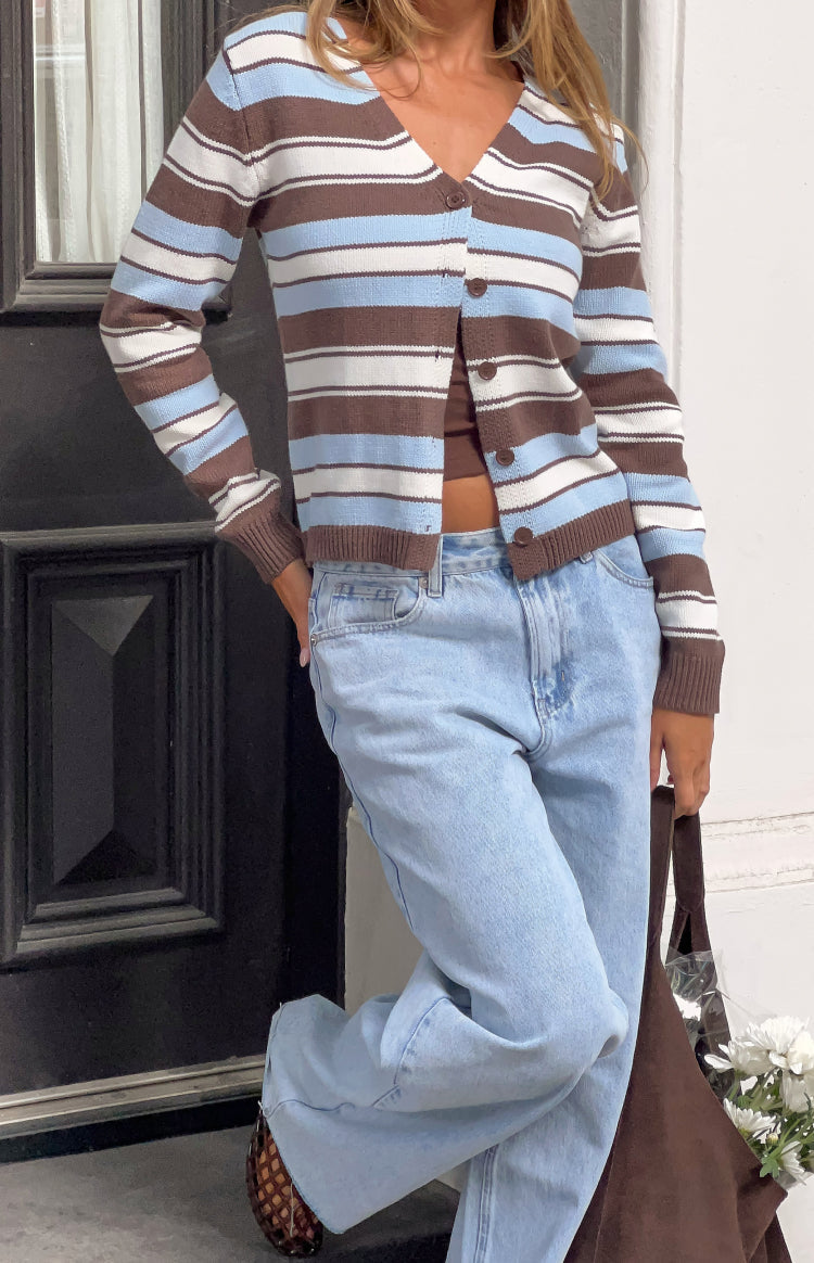 Misha Brown and Blue Stripe Button Down Cardigan — 5