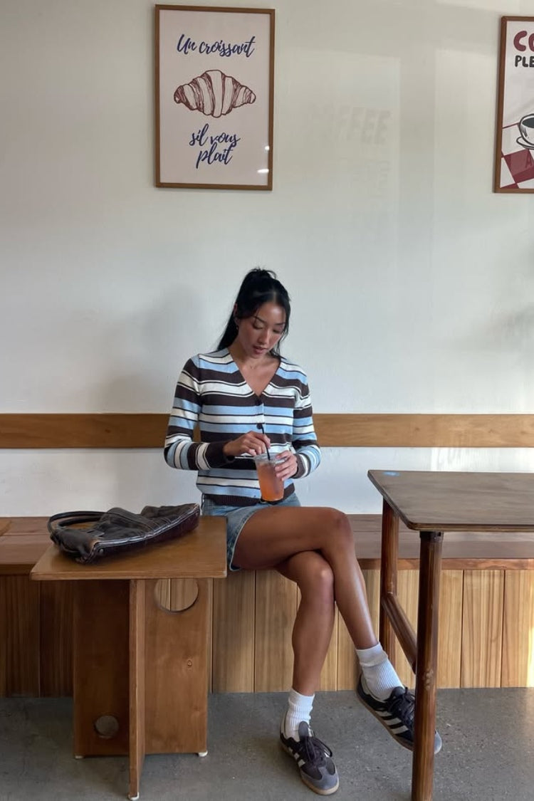 Misha Brown and Blue Stripe Button Down Cardigan — 15