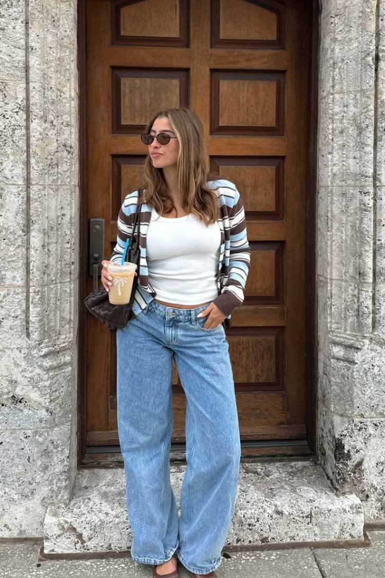 Misha Brown and Blue Stripe Button Down Cardigan — 17