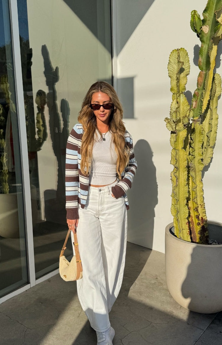 Misha Brown and Blue Stripe Button Down Cardigan — 22