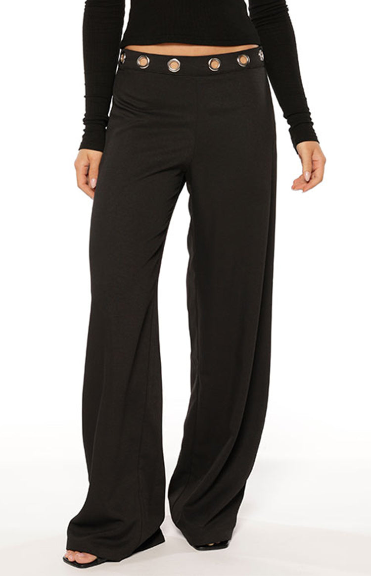 Devotion Black Eyelet Straight Leg Pants — 1