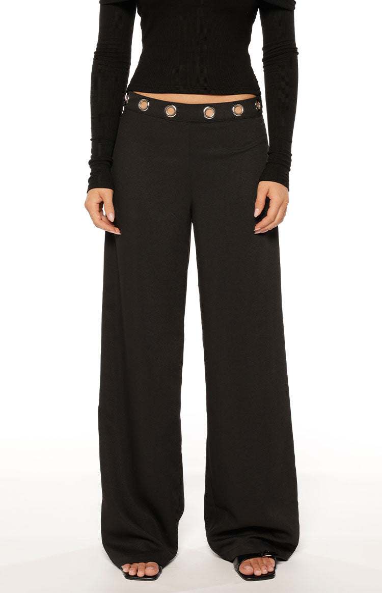 Devotion Black Eyelet Straight Leg Pants — 1