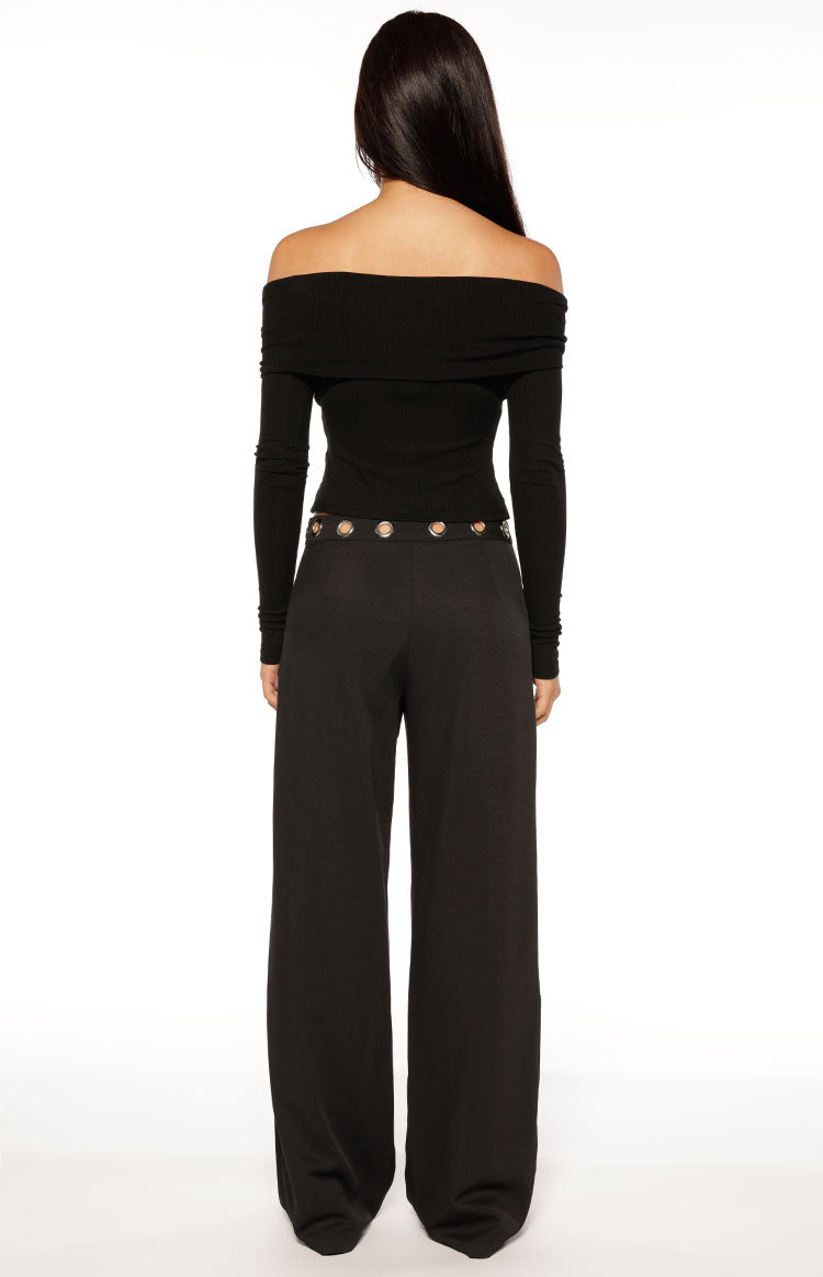 Devotion Black Eyelet Straight Leg Pants — 5