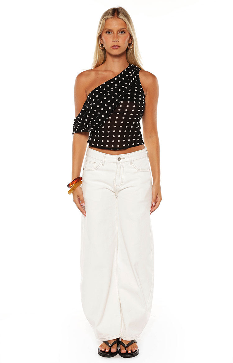 Freddie White Denim Barrel Leg Jeans — 3