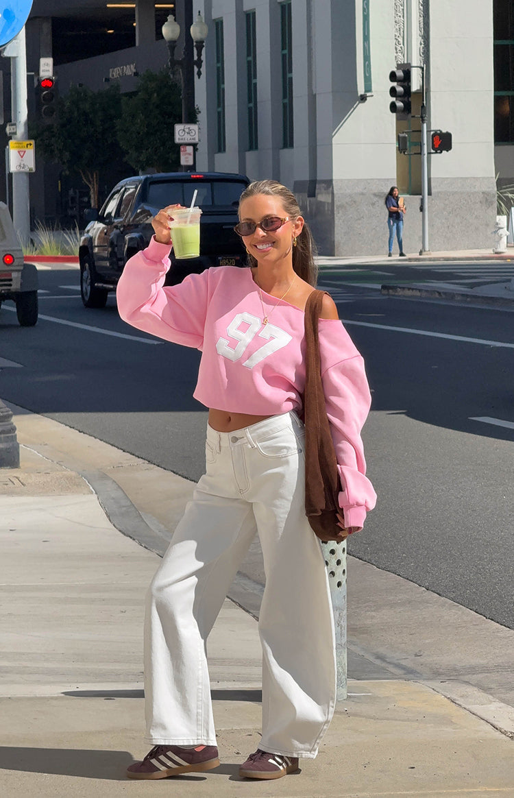 Buffie Pink Wash Off Shoulder Sweater — 4