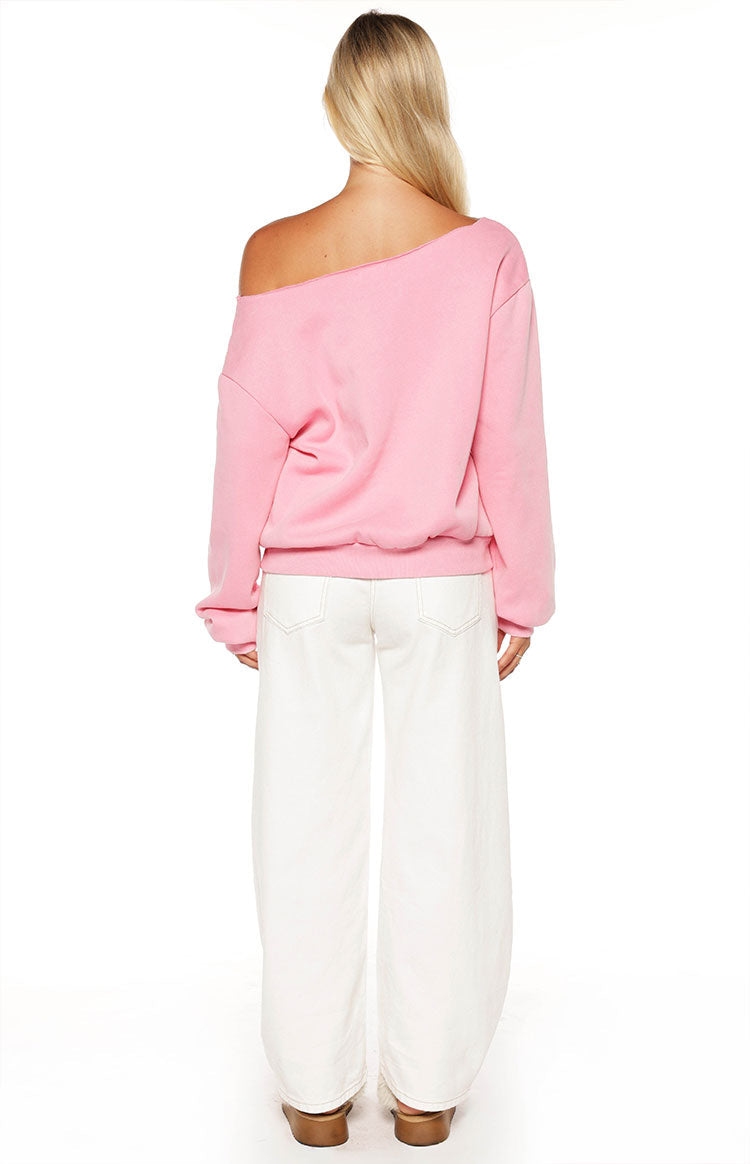 Buffie Pink Wash Off Shoulder Sweater — 7