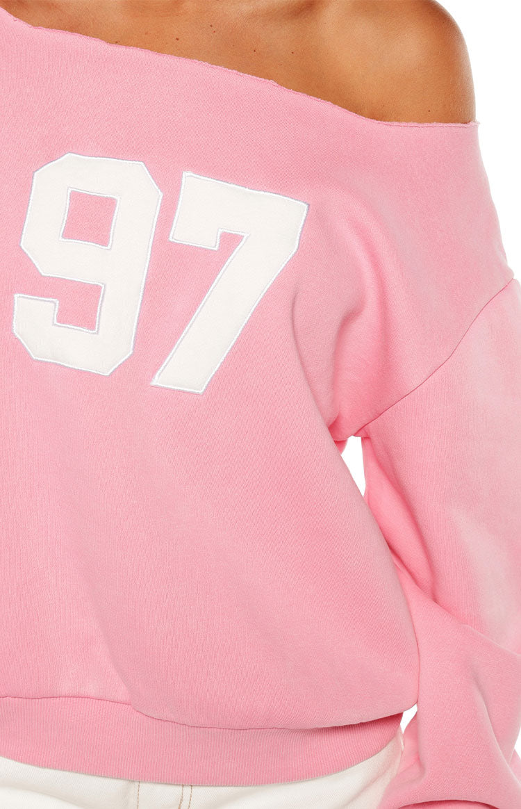 Buffie Pink Wash Off Shoulder Sweater — 8