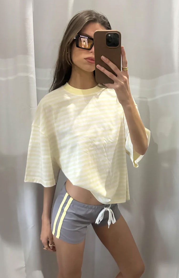 Lioness Bloom Short Sleeve Top Lemontini Stripe — 1