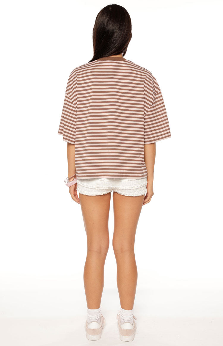 Lioness Bloom Short Sleeve Top Chocolate Blush Stripe — 5