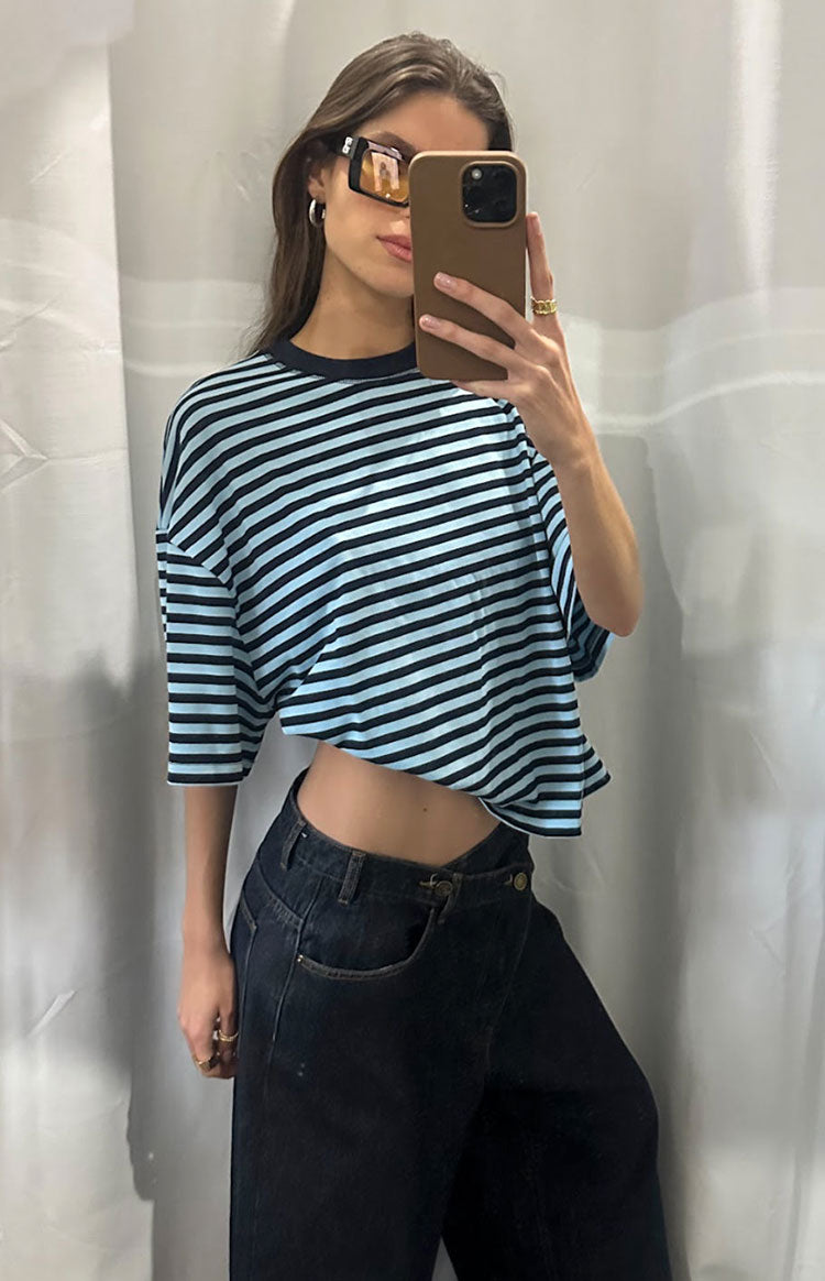 Lioness Bloom Short Sleeve Top Navy Sea Stripe — 3