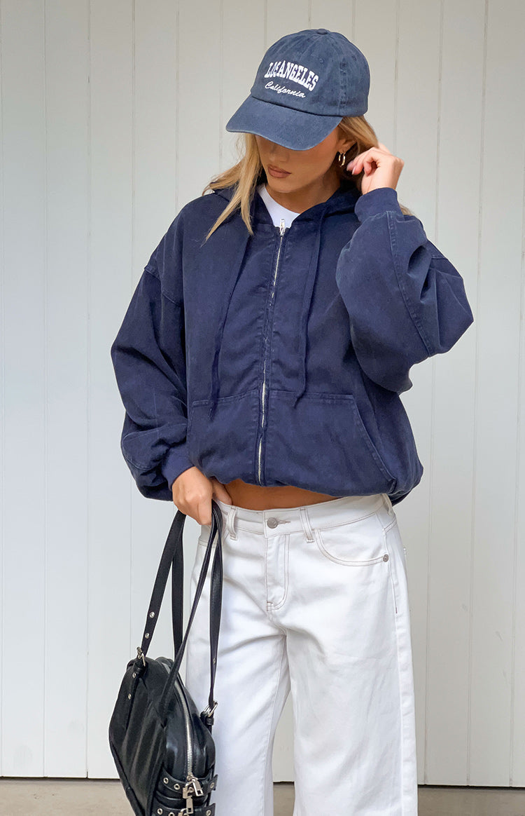 Tate Washed Navy Oversized Hooded Jacket — 8