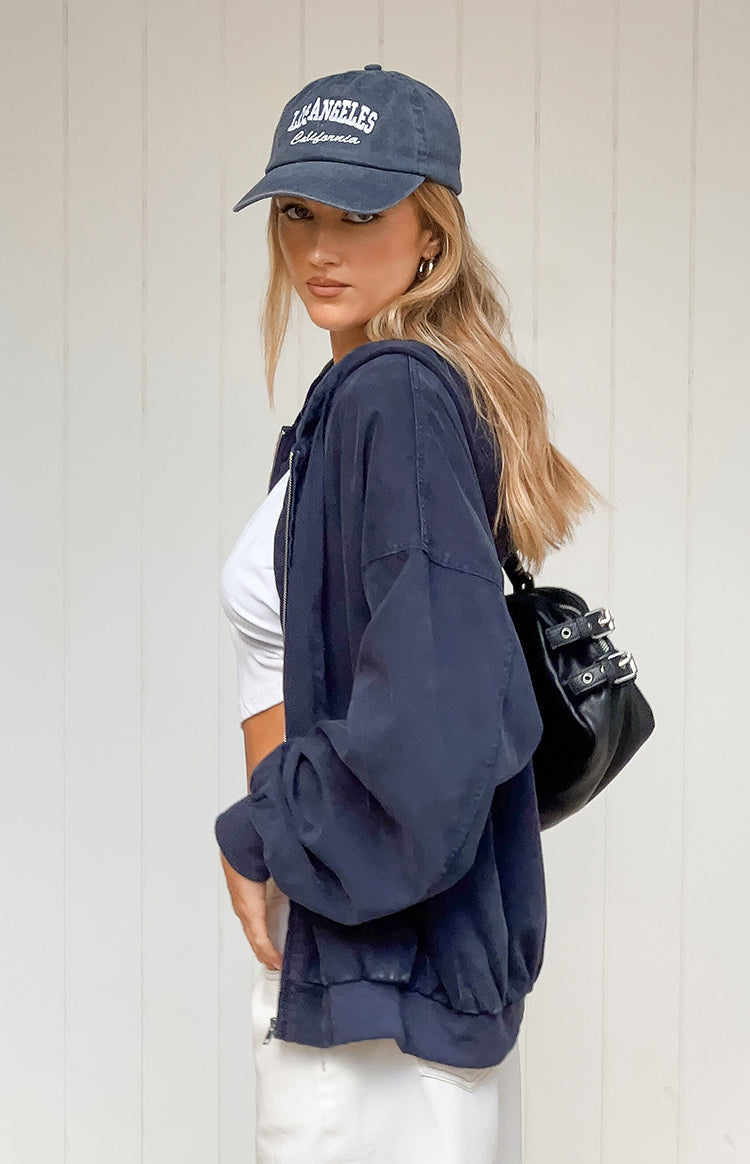 Tate Washed Navy Oversized Hooded Jacket — 9