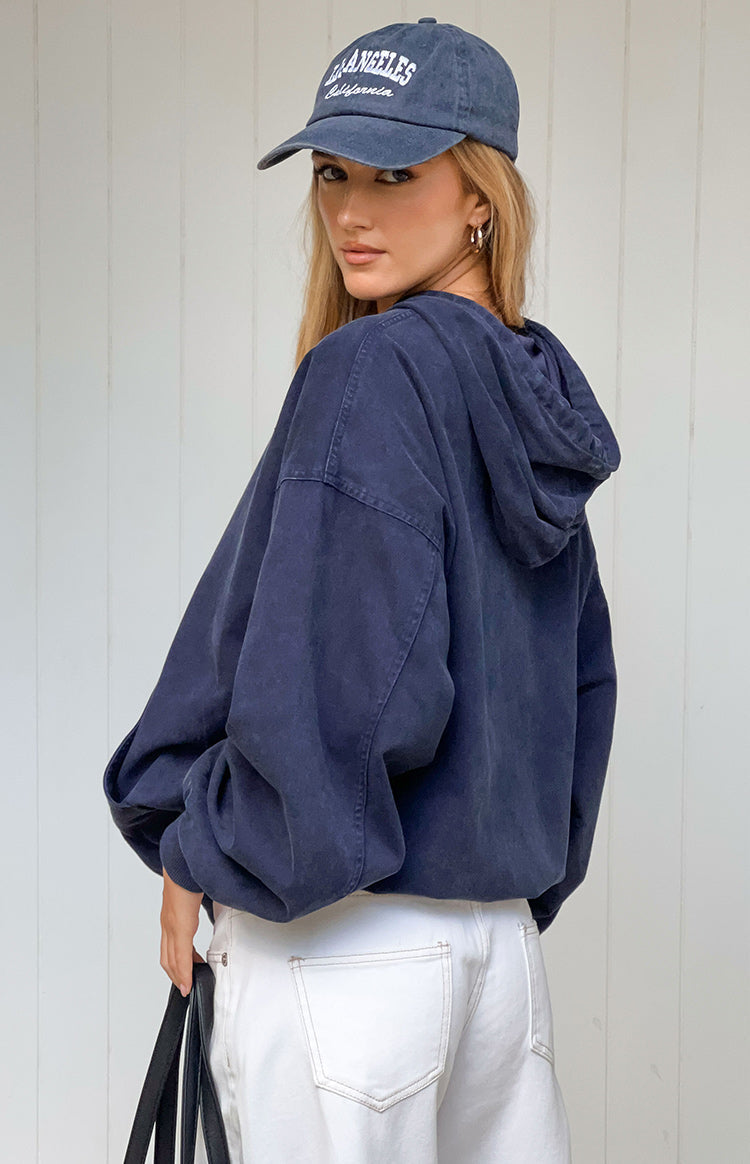 Tate Washed Navy Oversized Hooded Jacket — 10