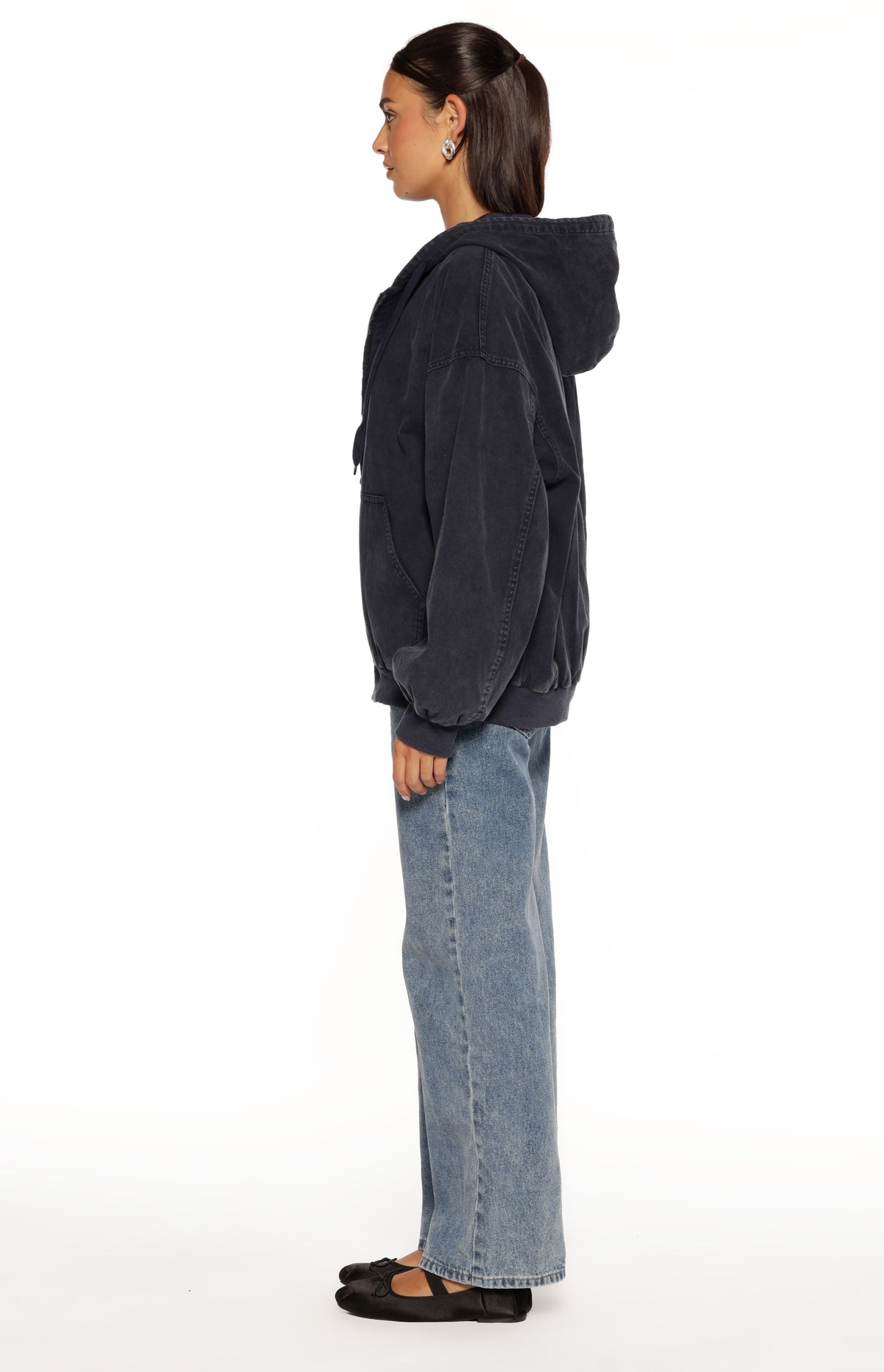 Tate Washed Navy Oversized Hooded Jacket — 13