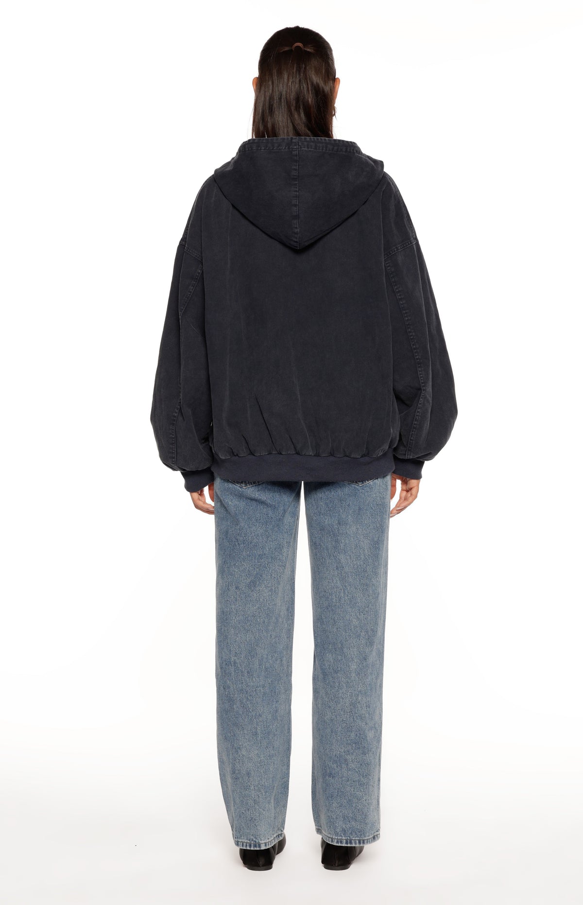 Tate Washed Navy Oversized Hooded Jacket — 14
