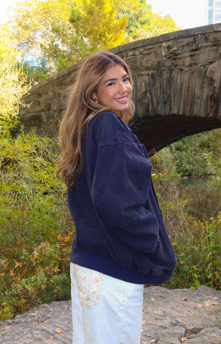 Tate Washed Navy Oversized Hooded Jacket — 18
