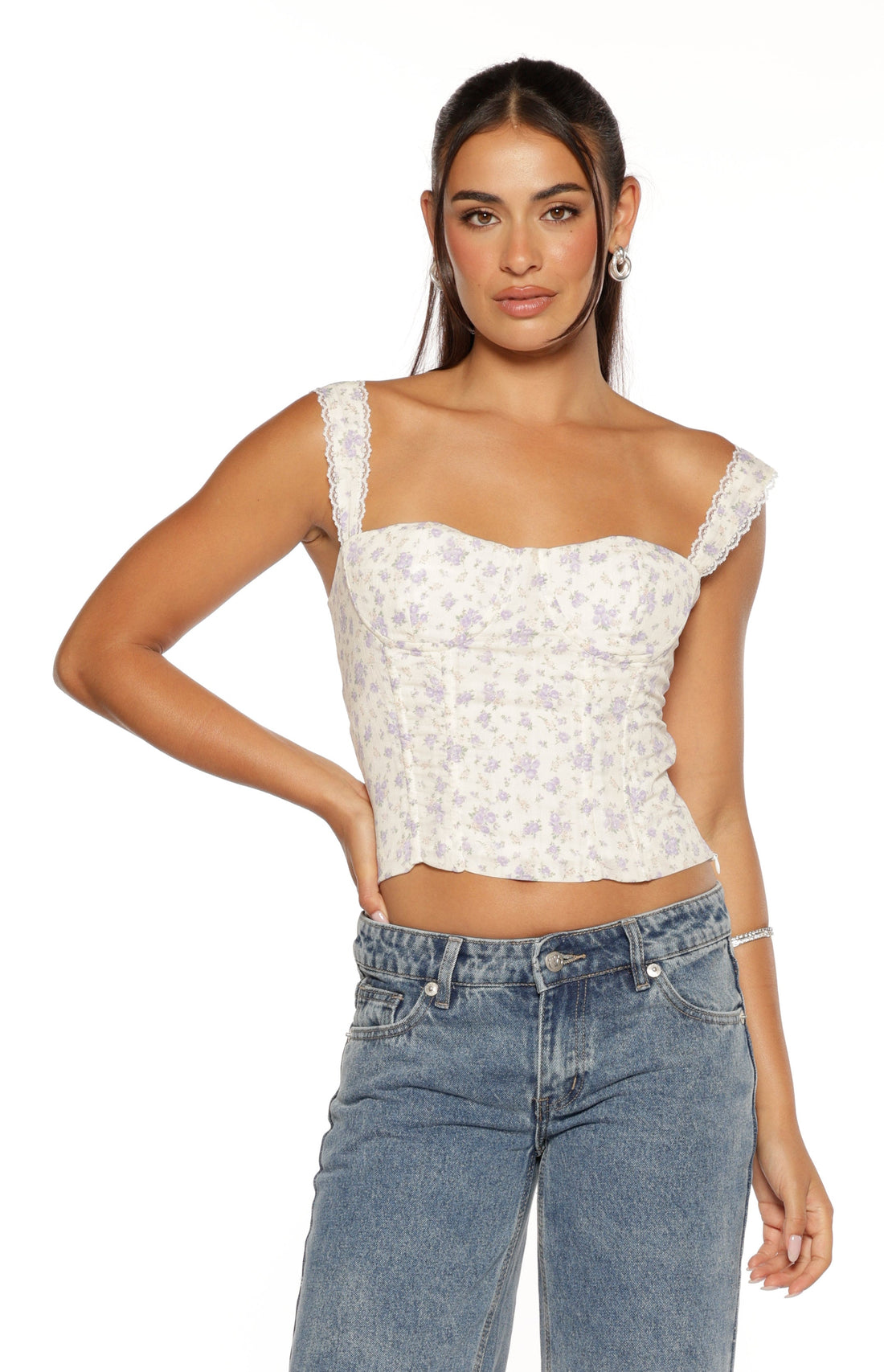Louis Purple Floral Corset Top — 1