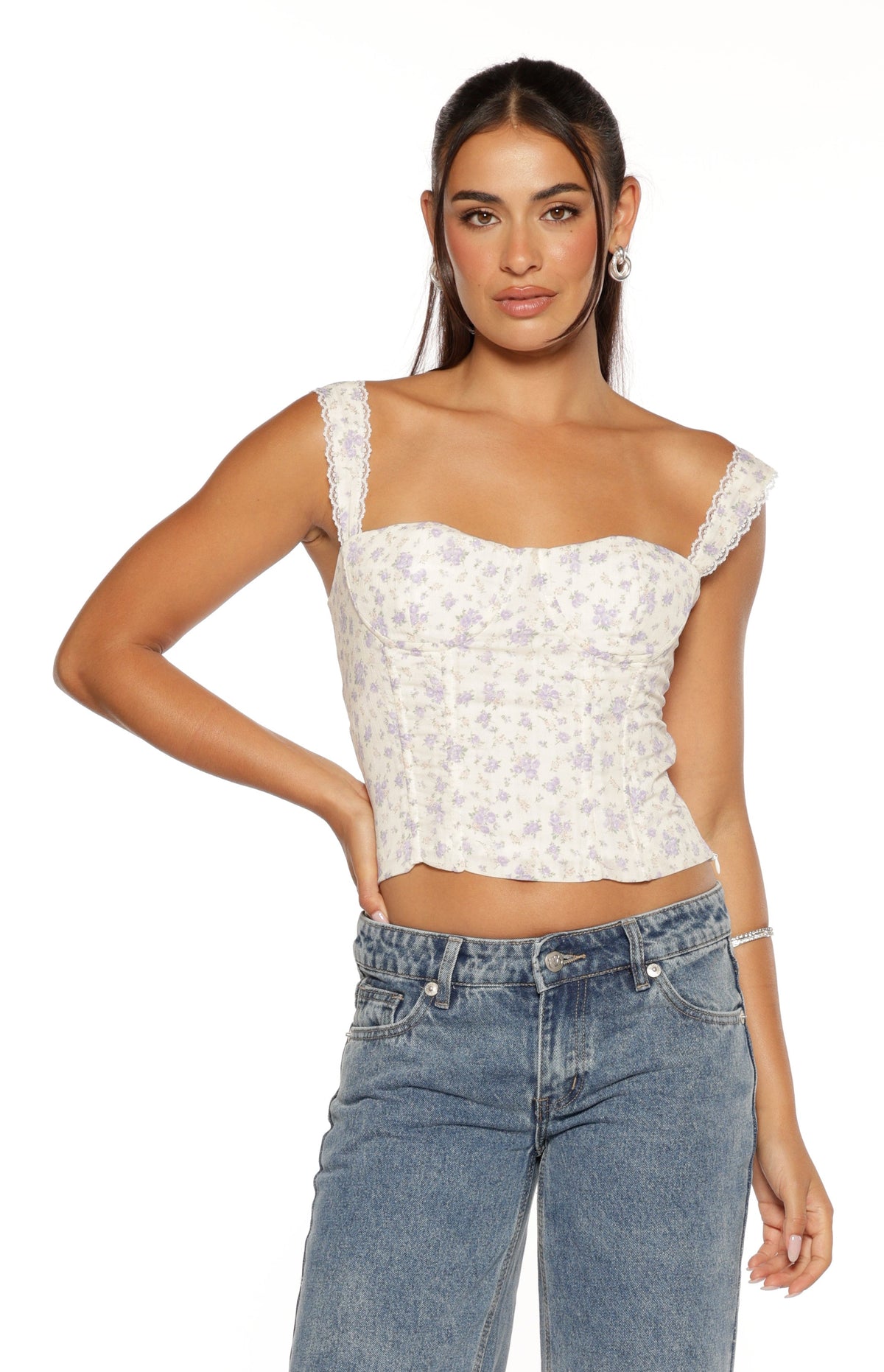 Louis Purple Floral Corset Top — 2