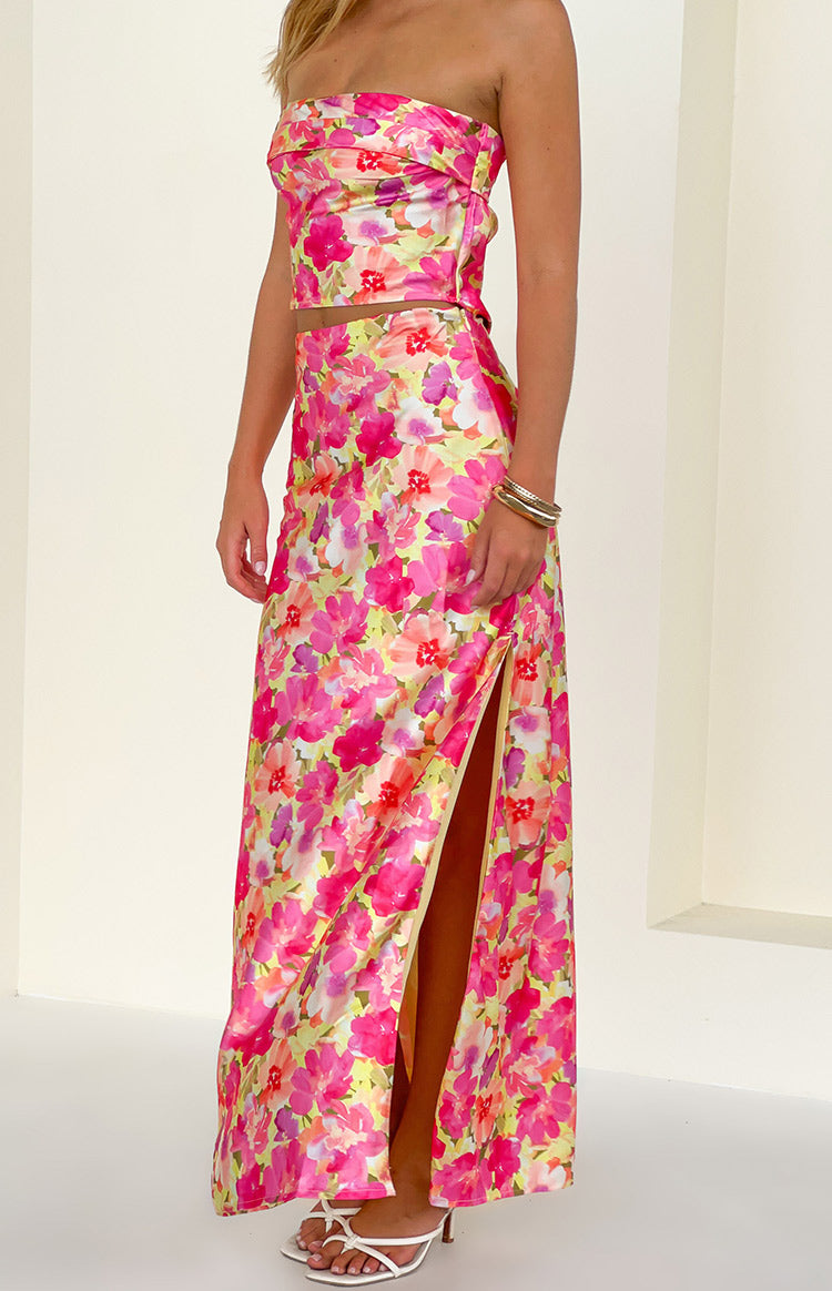Genevieve Yellow Floral Pop Print Maxi Skirt — 4