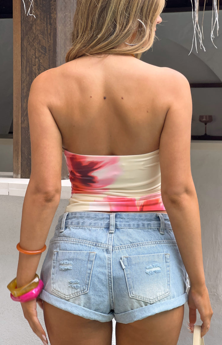 Candie Yellow and Pink Floral Print Tube Top — 7