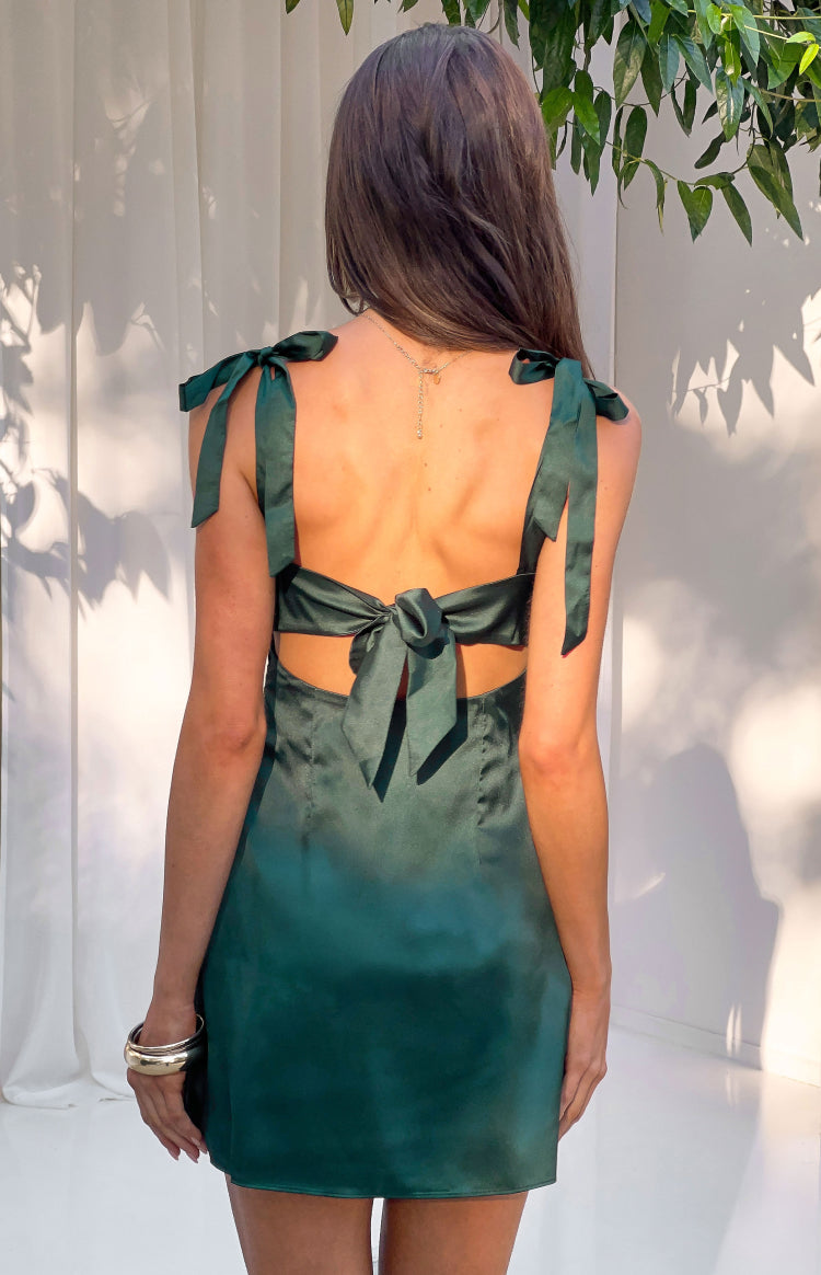 Azira Green Tie Mini Dress — 7