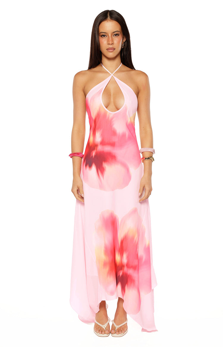 Elowen Pink Floral Halter Maxi Dress — 2