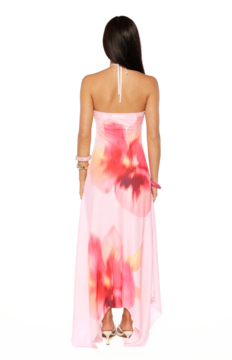 Elowen Pink Floral Halter Maxi Dress — 4