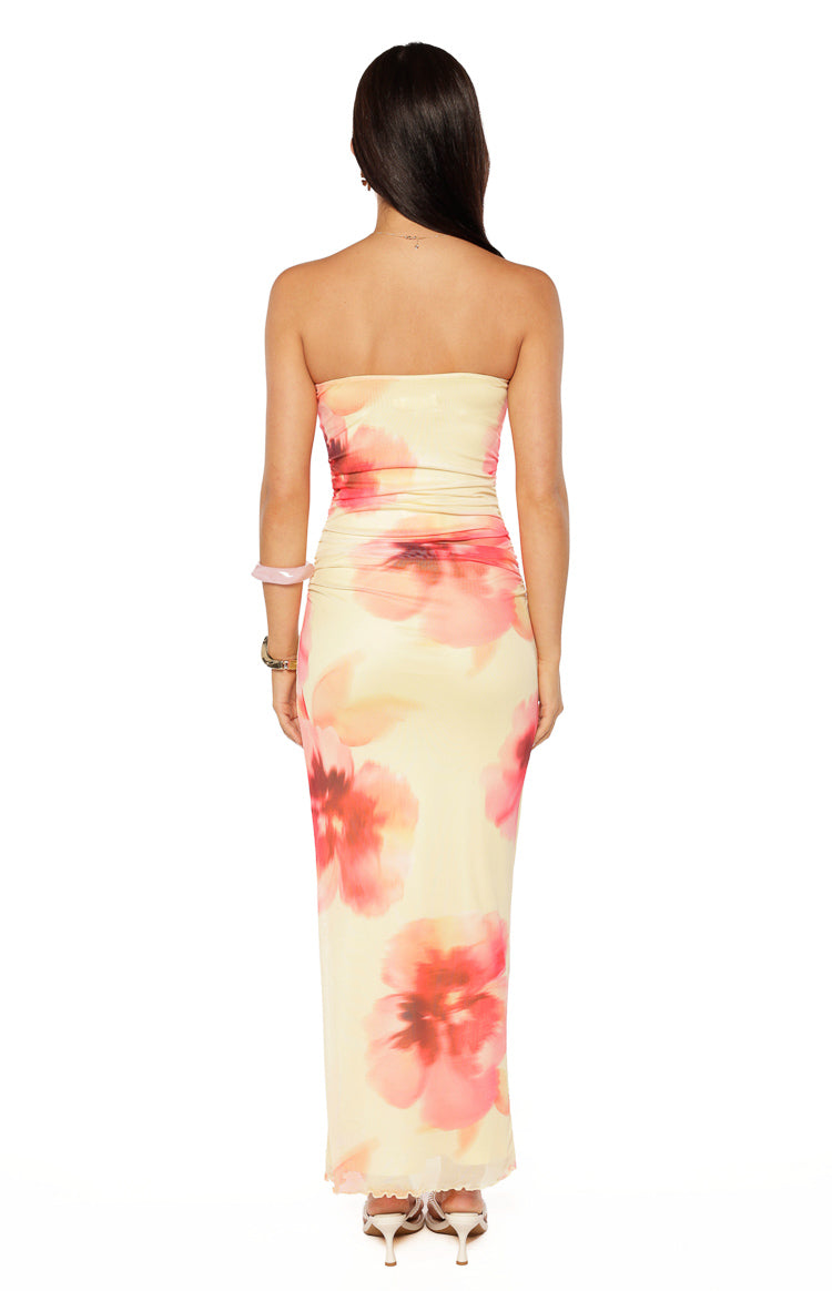 Imogen Yellow and Pink Floral Print Maxi Dress — 4