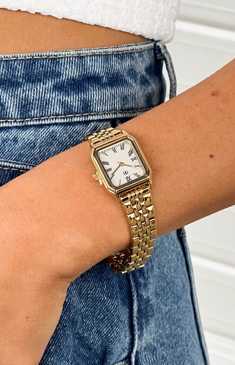 Horatia Gold Square Face Chain Watch — 1