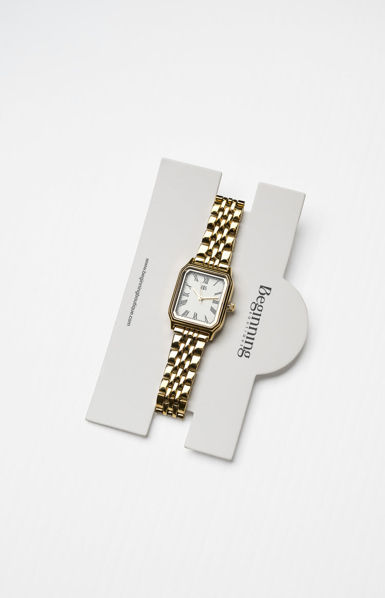 Horatia Gold Square Face Chain Watch — 1