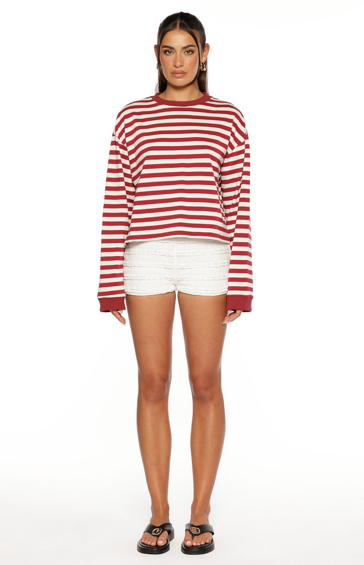 So Breezy Burgundy Stripe Long Sleeve Top — 6