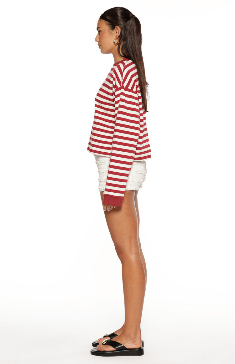 So Breezy Burgundy Stripe Long Sleeve Top — 7
