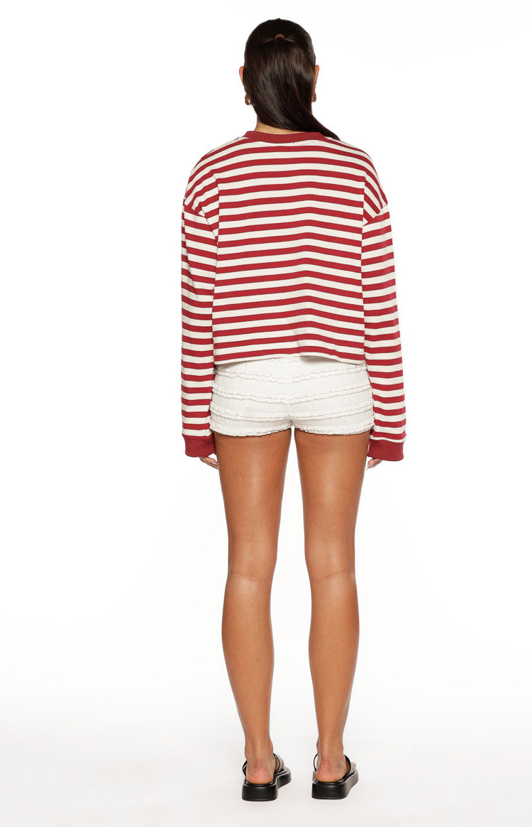 So Breezy Burgundy Stripe Long Sleeve Top — 8