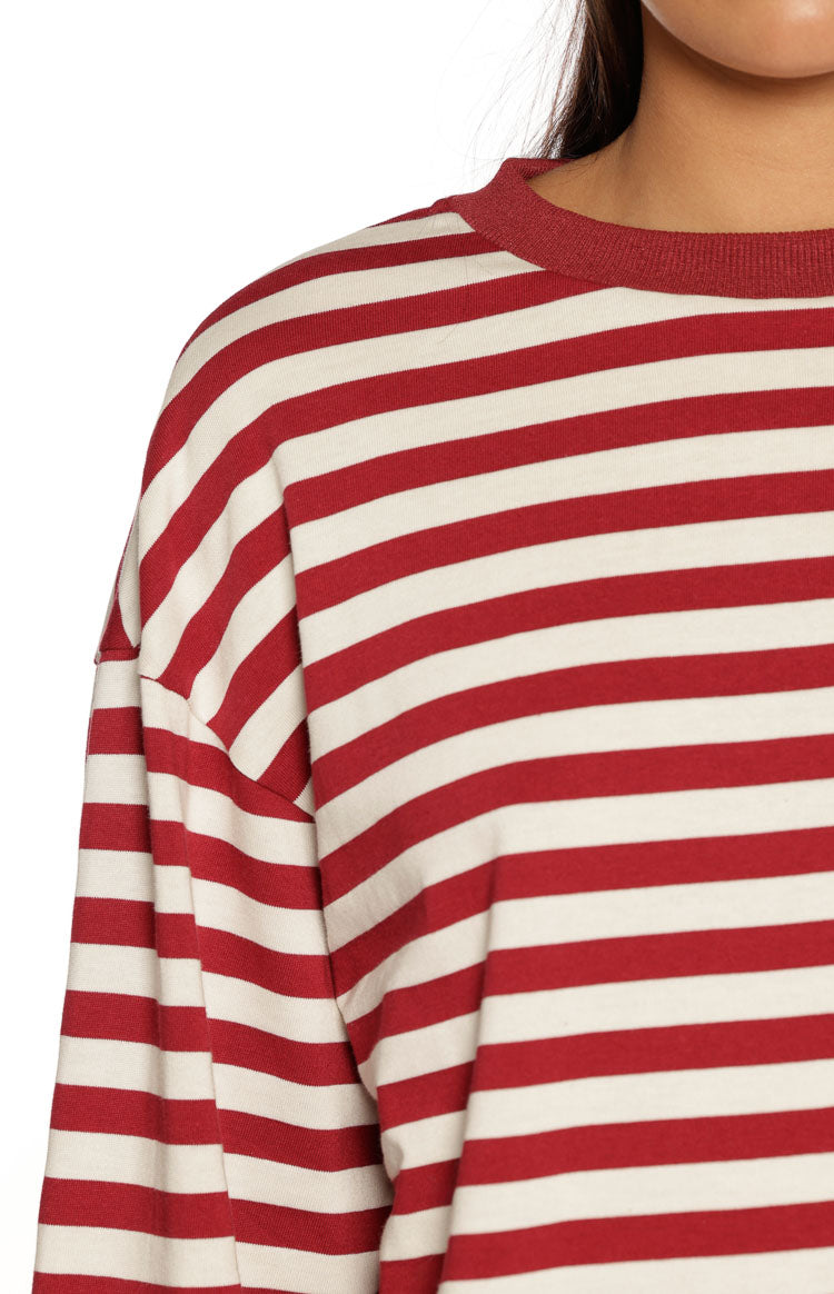 So Breezy Burgundy Stripe Long Sleeve Top — 9