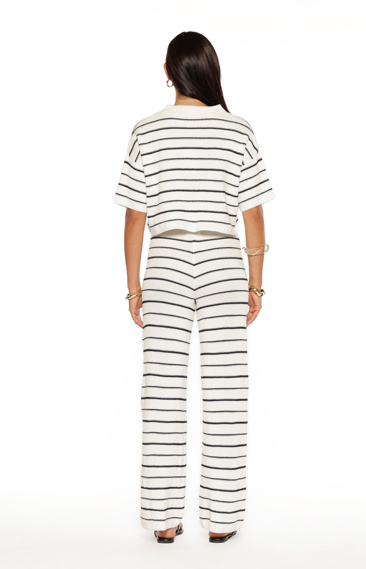 Maple White Navy Stripe Knit Pants — 9