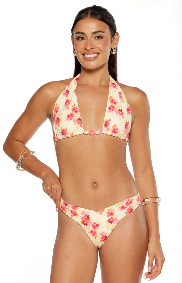 Coraya Yellow and Pink Floral Print Wrap Bikini Bottoms — 2