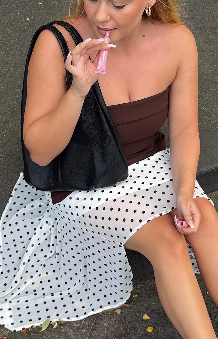 Khalea White Polka Dot Hanky Hem Midi Skirt — 11