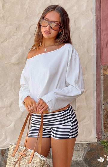 Phoenix White Off Shoulder Long Sleeve Top — 1