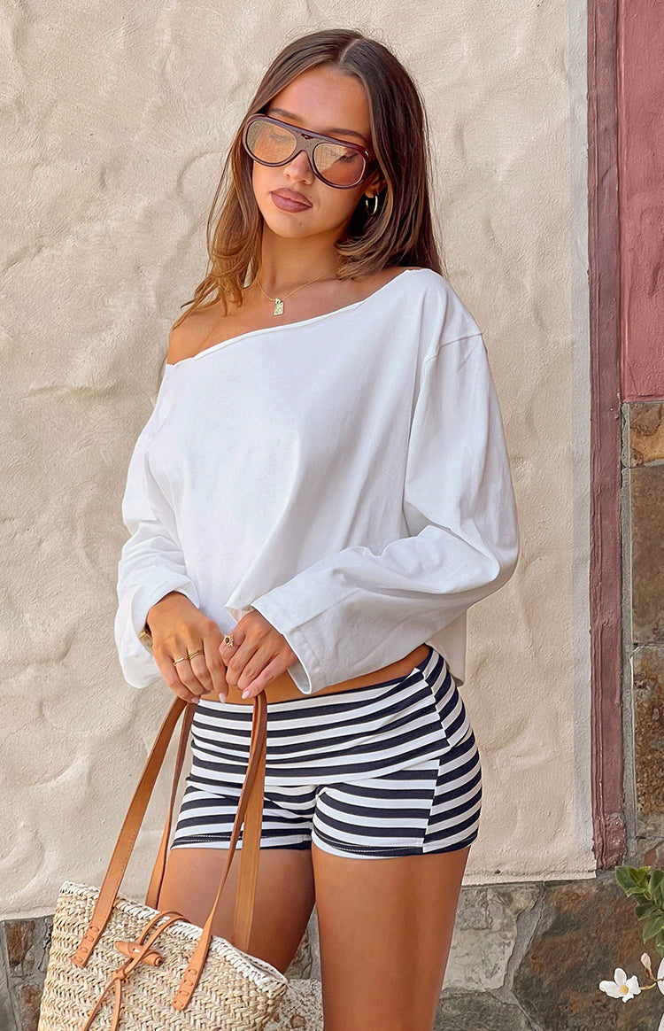 Phoenix White Off Shoulder Long Sleeve Top — 1