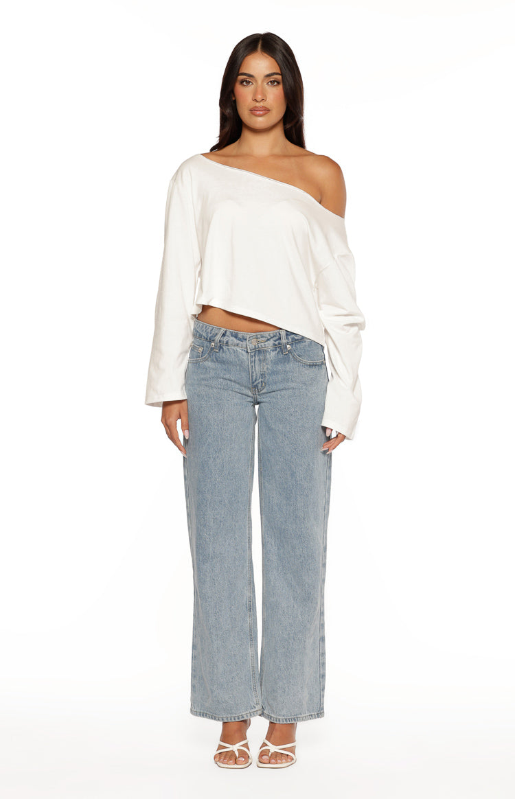 Phoenix White Off Shoulder Long Sleeve Top — 5