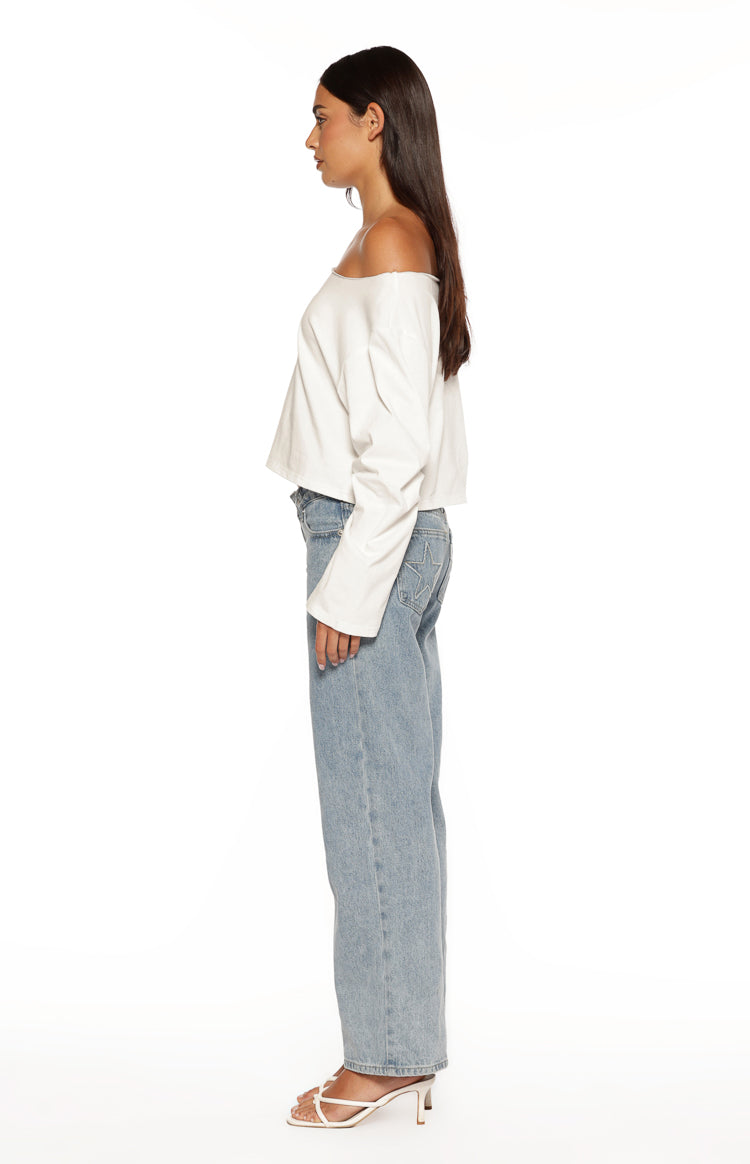 Phoenix White Off Shoulder Long Sleeve Top — 6