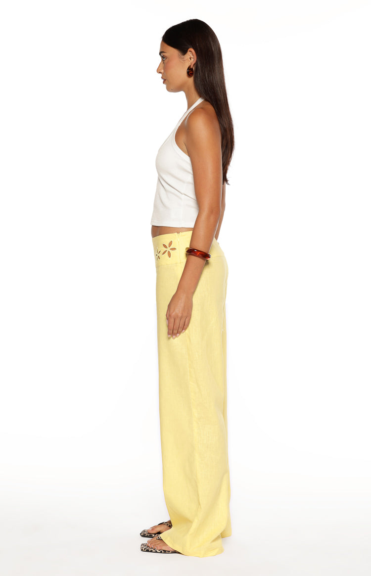 Alamara Yellow Floral Detail Wide Leg Pants — 27